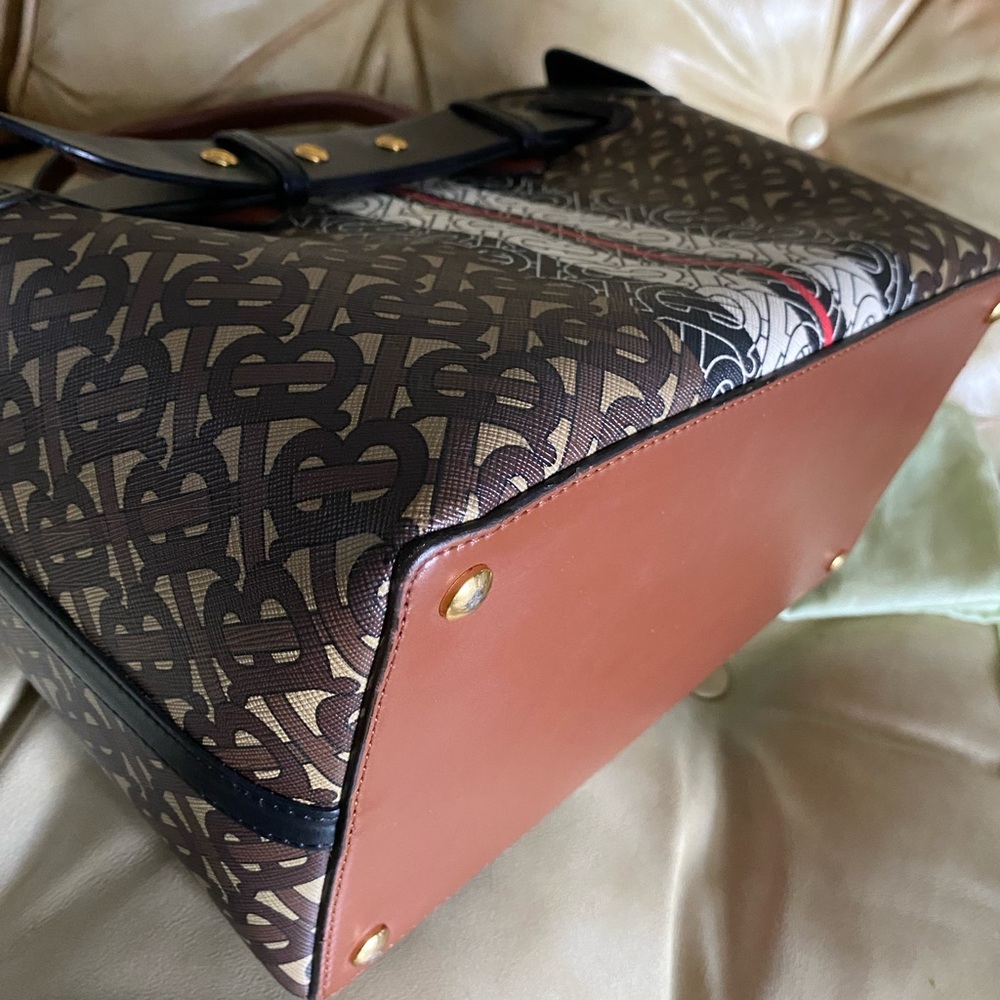 SALE Burberry Belt Bag Satchel w/Strap Monogram Stripe E-canvas 2Way Leather COA - Picture 12 of 16